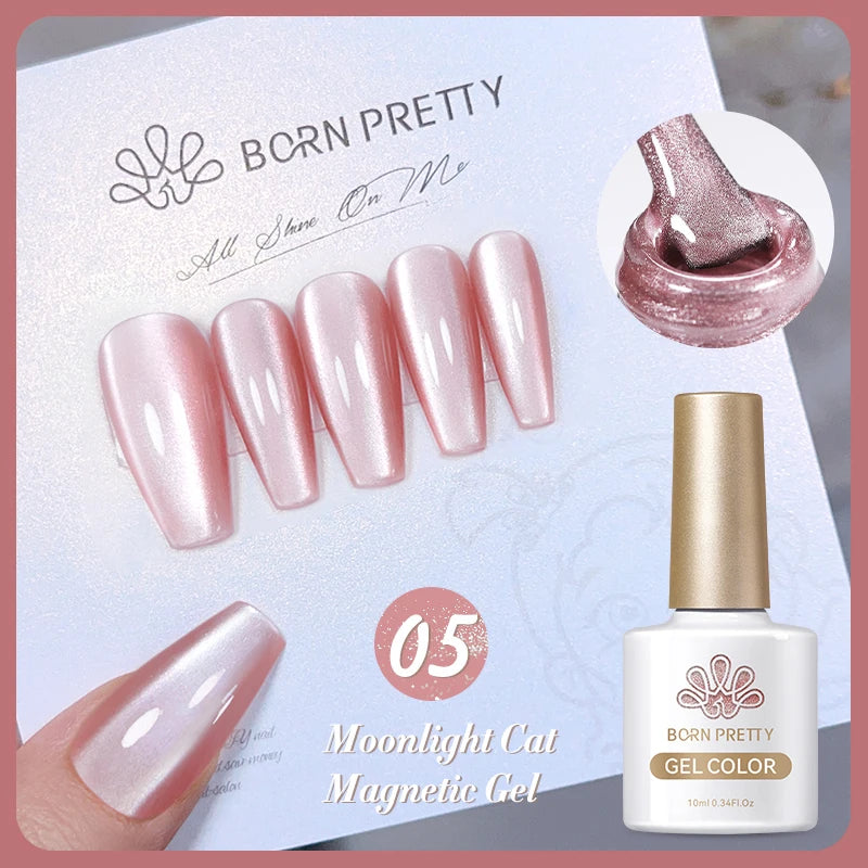 BORN PRETTY Water Light Cat Magnetic Gel Nail Polish Nude Milk White Jelly Color Semi Permanent Soak Off UV LED Gel Varnish DIY