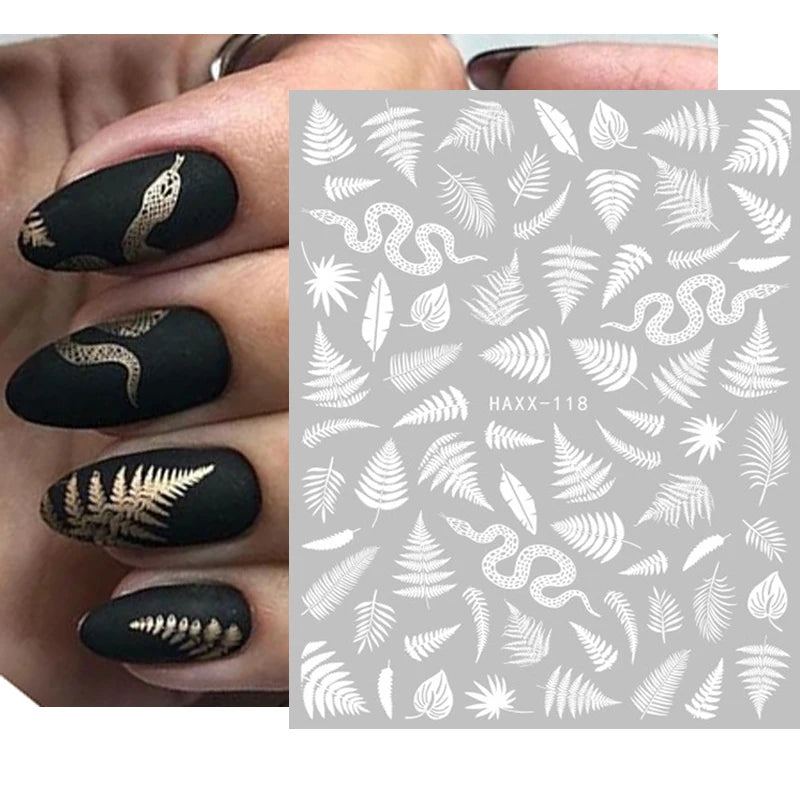 3d Nail Art Decals Geometric Lines Coconut Tree Palms Leaves Flowers Adhesive Sliders Nail Stickers Decorated Manicure