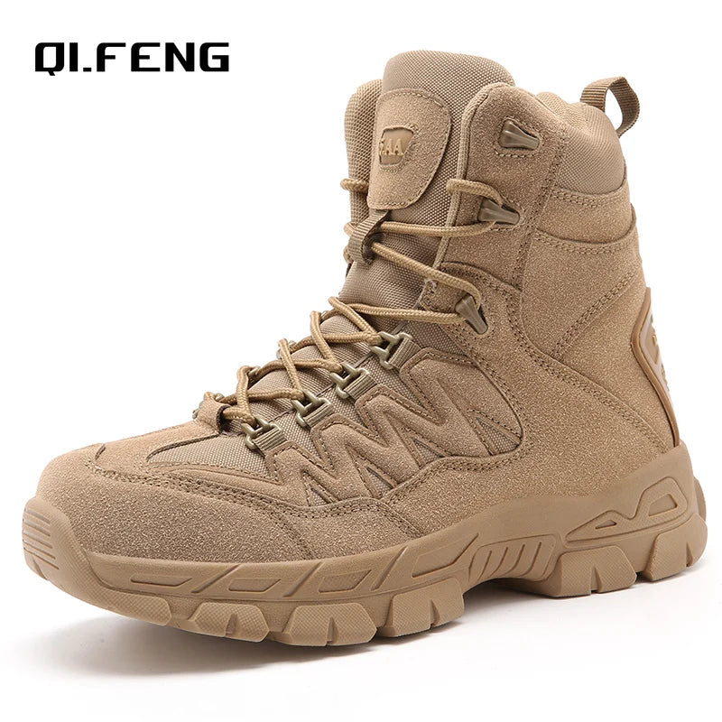 Autumn and Winter New Large High Top Training Boots Outdoor Mountaineering and Hiking Boots Anti slip Wear Resistant Work Shoes