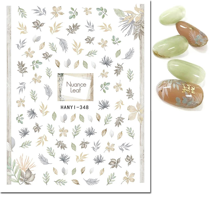 3d Nail Art Decals Geometric Lines Coconut Tree Palms Leaves Flowers Adhesive Sliders Nail Stickers Decorated Manicure