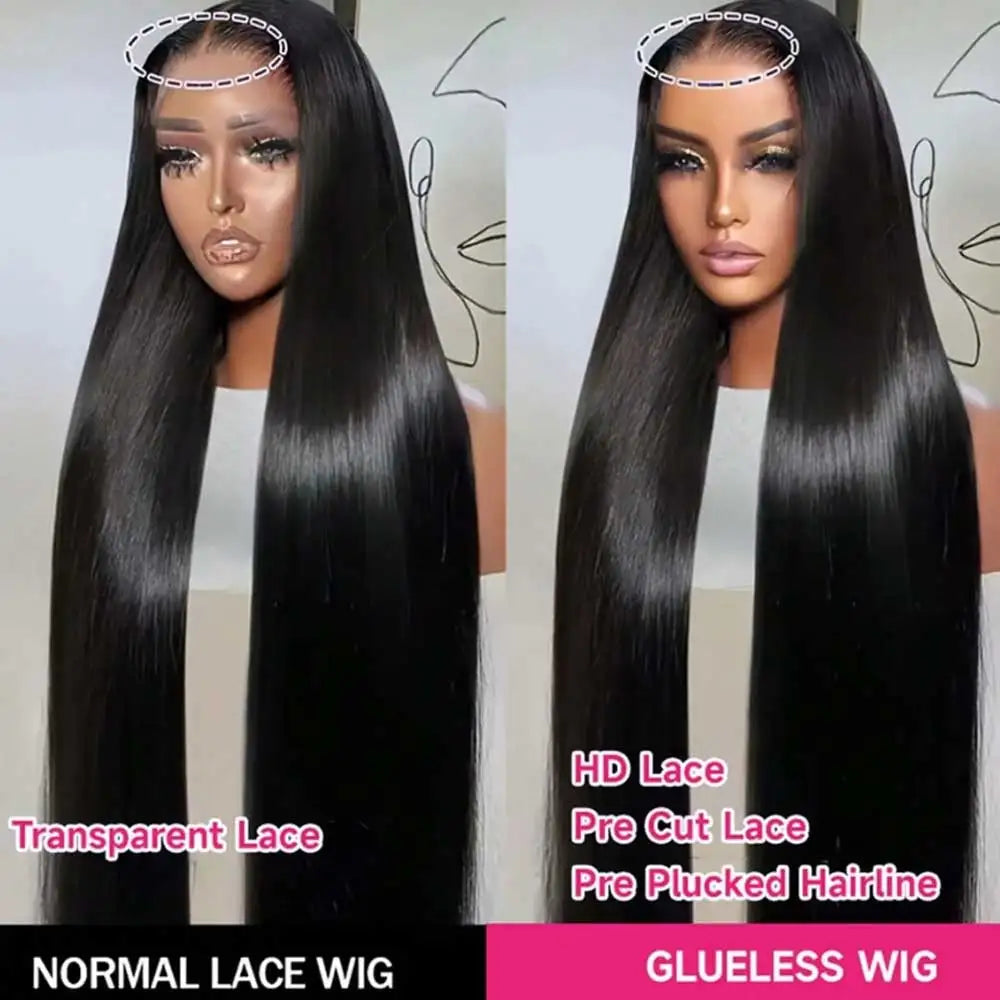 Straight 40 Inch 6x5 Pre Plucked Pre Cut Lace Glueless Wigs Human Hair 13X6 HD Lace Frontal Wig 250% Straight Human Hair Wigs