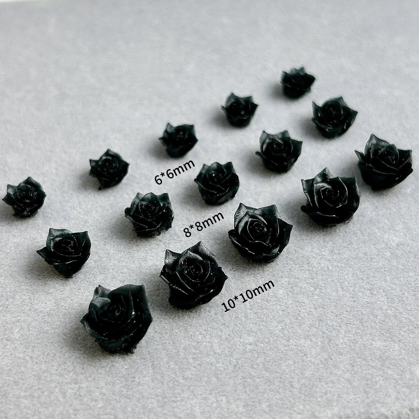 30PCS Resin Minimalist Black Rose Nail Art Charms 3D Cool RoseFlowers Nail Decoration Accessories for DIY Manicure Crafts