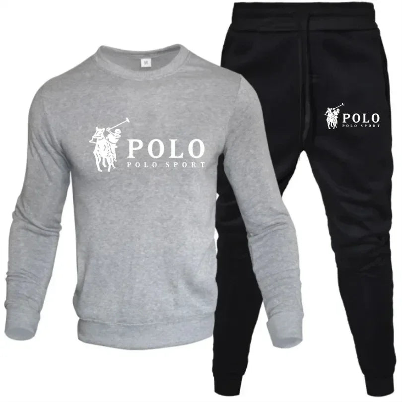2025 Spring and autumn leisure fitness jogging fashion suit men's and women's crewneck long-sleeved pullover + pants 2 sets