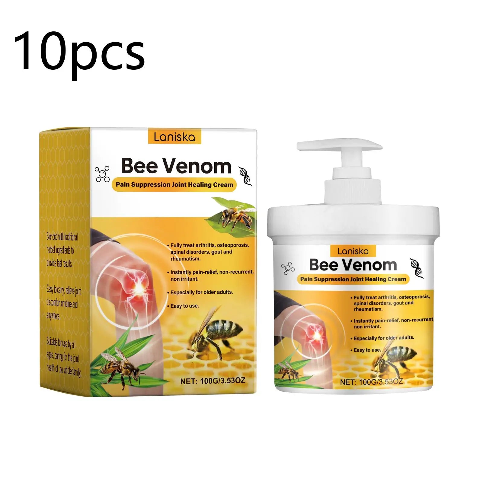 3.53fl.oz Bee Venom Joint Cream - Hypoallergenic and Soothing Moisturizing Lotion with a Light Fragrance for All Skin Types