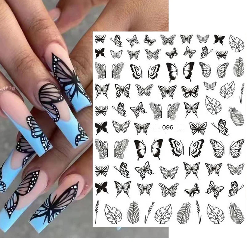 3d Nail Art Decals Geometric Lines Coconut Tree Palms Leaves Flowers Adhesive Sliders Nail Stickers Decorated Manicure