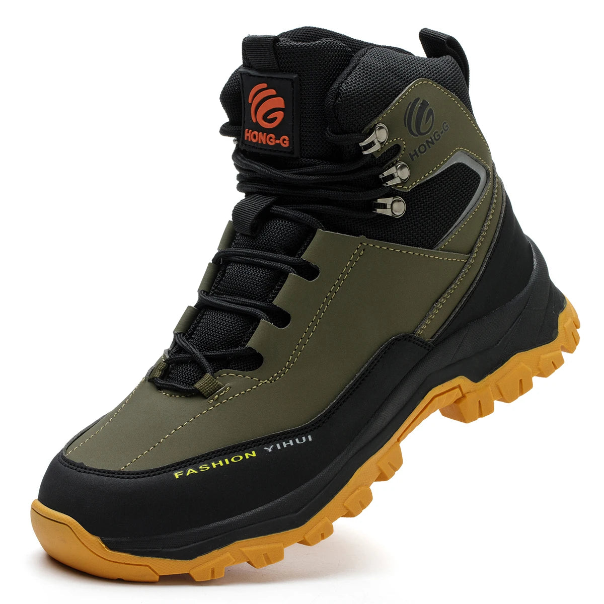 Rotary Buckle Men Work Boots Safety Steel Toe Safety Shoes Indestructible Shoes Anti-smash Puncture-Proof Work Shoes 38-47