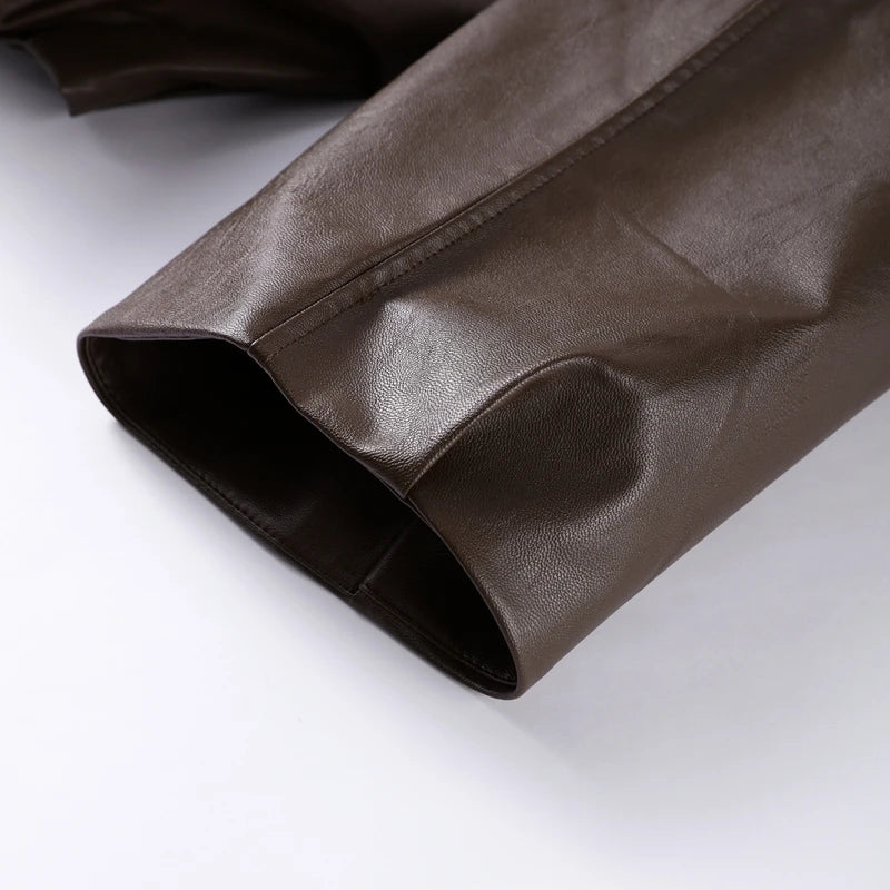 Chaqueta Bomber de Cuero PU Estilo Vintage