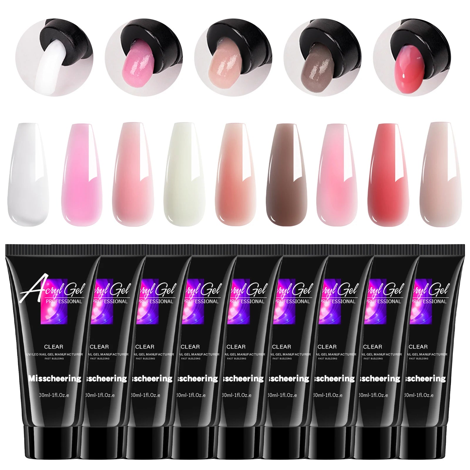 30ml Solid Color Nail Extension Gel Nail Build Poly  Acrylic Gel Uv Led Quick Extension Of Crystal Model Painless Crystal Glue
