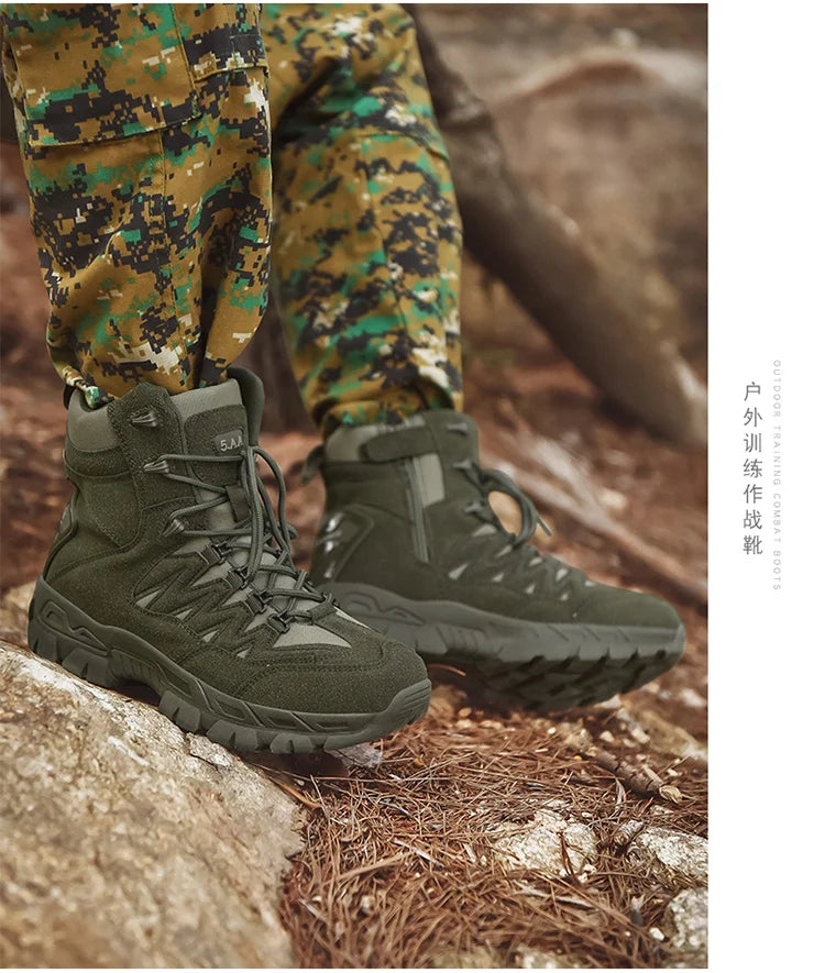 Autumn and Winter New Large High Top Training Boots Outdoor Mountaineering and Hiking Boots Anti slip Wear Resistant Work Shoes