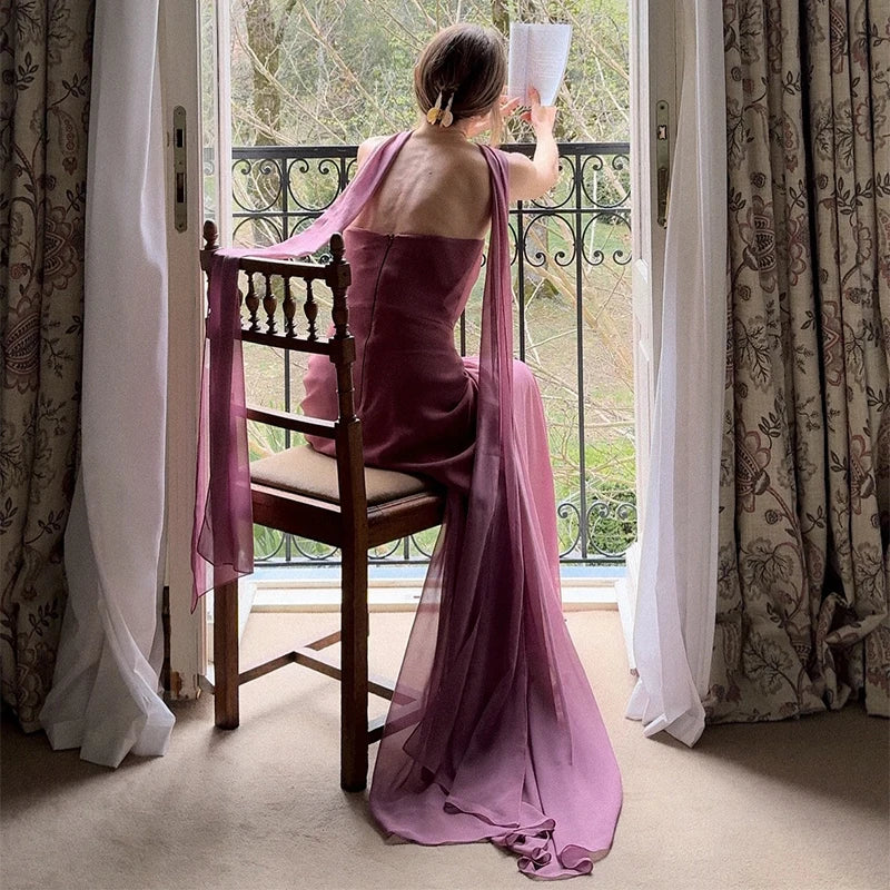 Elegant Women's Strapless Ribbon Long Dress Mesh Maxi Dresses Summer Evening Party Wedding Guest White Yellow Burgundy Brown New