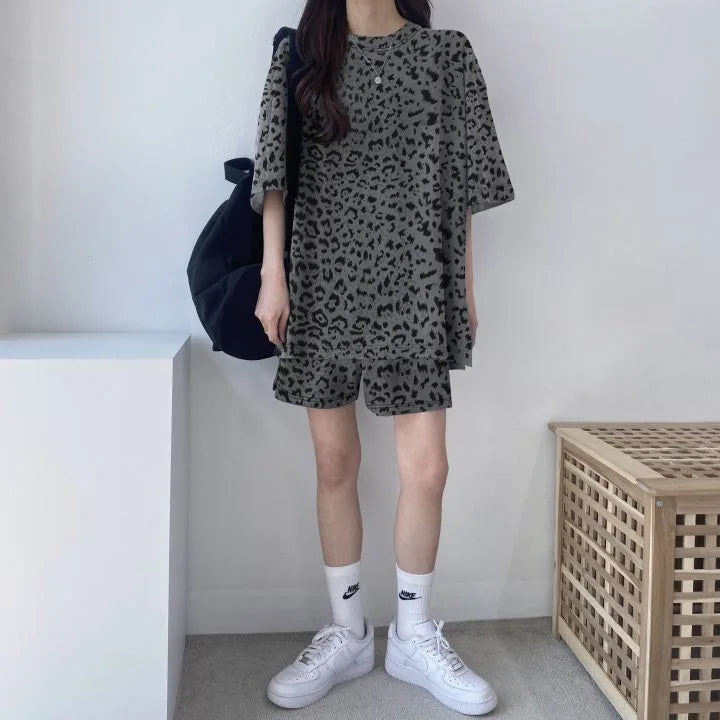 Women T-Shirt Shorts Suit Set Casual Tie Dye Loose tshirt and wide leg middle shorts with pockets female Soft Summer Shorts Sets