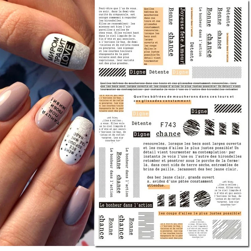 3d Nail Art Decals Geometric Lines Coconut Tree Palms Leaves Flowers Adhesive Sliders Nail Stickers Decorated Manicure