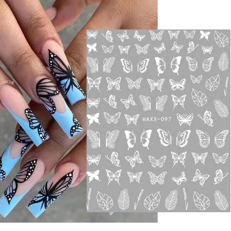 3d Nail Art Decals Geometric Lines Coconut Tree Palms Leaves Flowers Adhesive Sliders Nail Stickers Decorated Manicure
