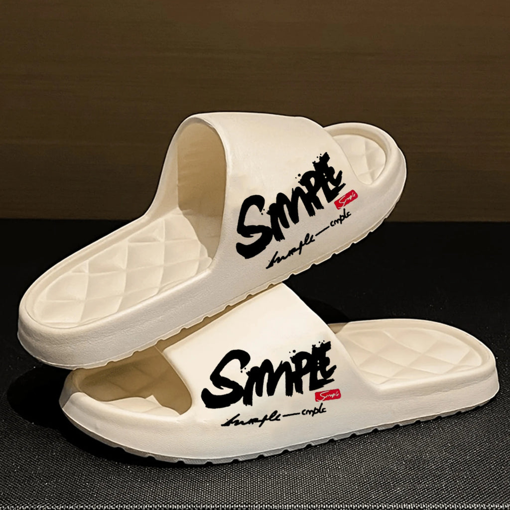 Four-Season Men's Fashion Slippers, Waterproof Non-Slip Casual Soft Perforated Bathroom Slippers, Suitable for Bathroom, Swimming, Indoor Use