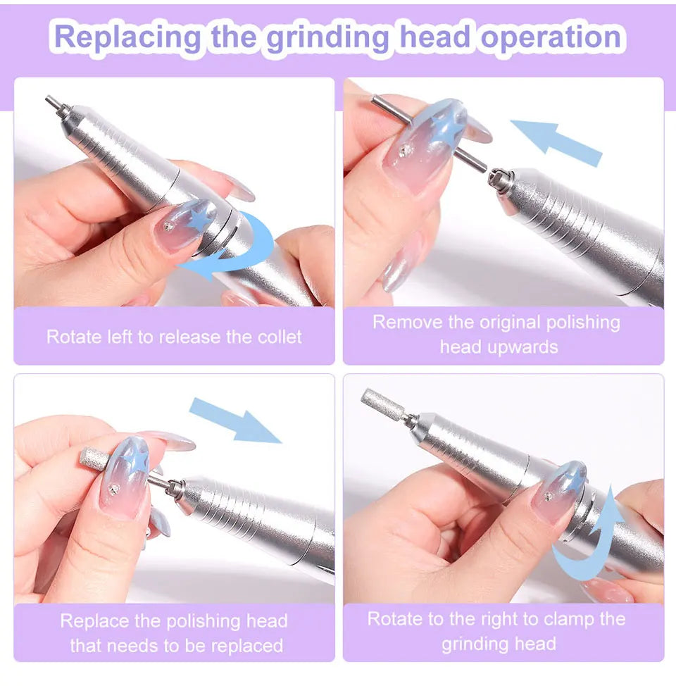 Nail Drill 45000 RPM Rechargeable Nails Electric File for Acrylic Gel Removing & Polishing Gel for Home/Salon Manicure Pedicure