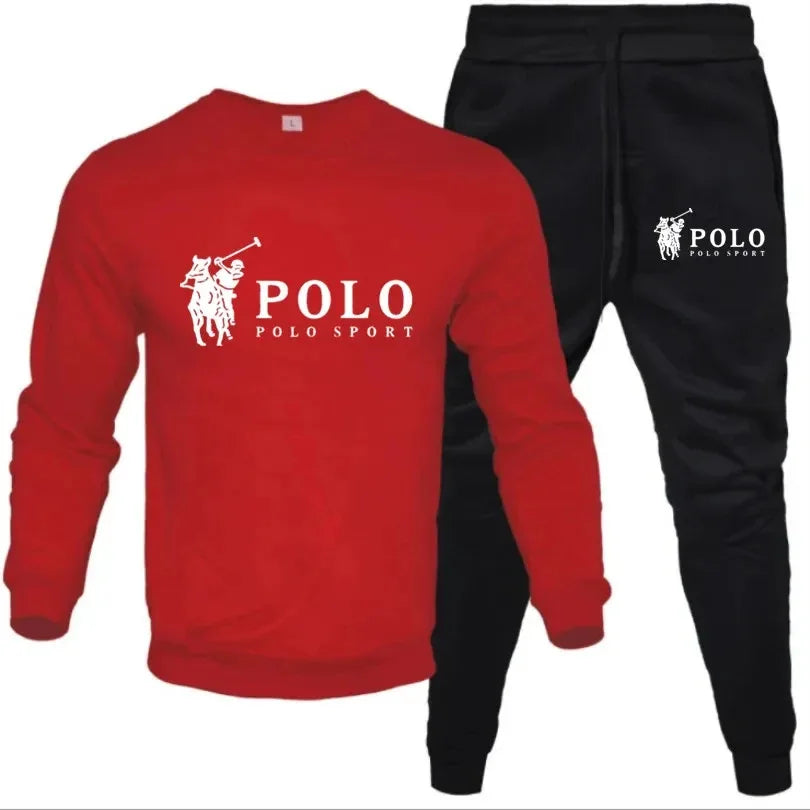 2025 Spring and autumn leisure fitness jogging fashion suit men's and women's crewneck long-sleeved pullover + pants 2 sets