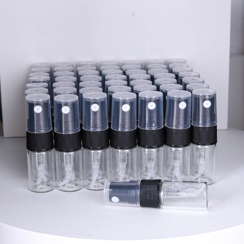 Hot sale 50/piece 2ml transparent glass perfume bottle disposable trial bottle mini travel portable cologne perfume bottle