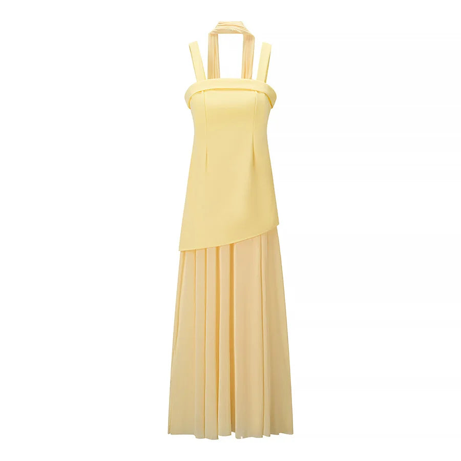 Elegant Women's Strapless Ribbon Long Dress Mesh Maxi Dresses Summer Evening Party Wedding Guest White Yellow Burgundy Brown New