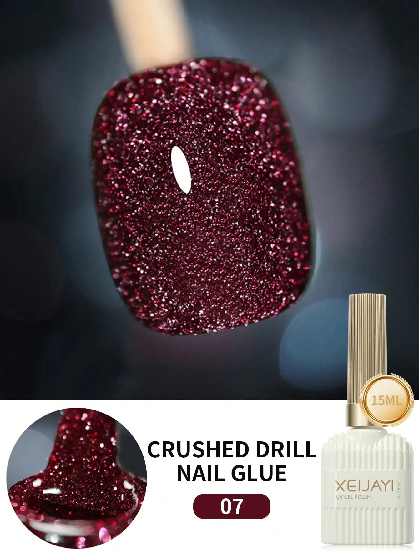 15ml 12Colors Reflective Disco Diamonds Gel Nail Polish With the Holographic Glitter Diamond Collection Gel Nail Polish