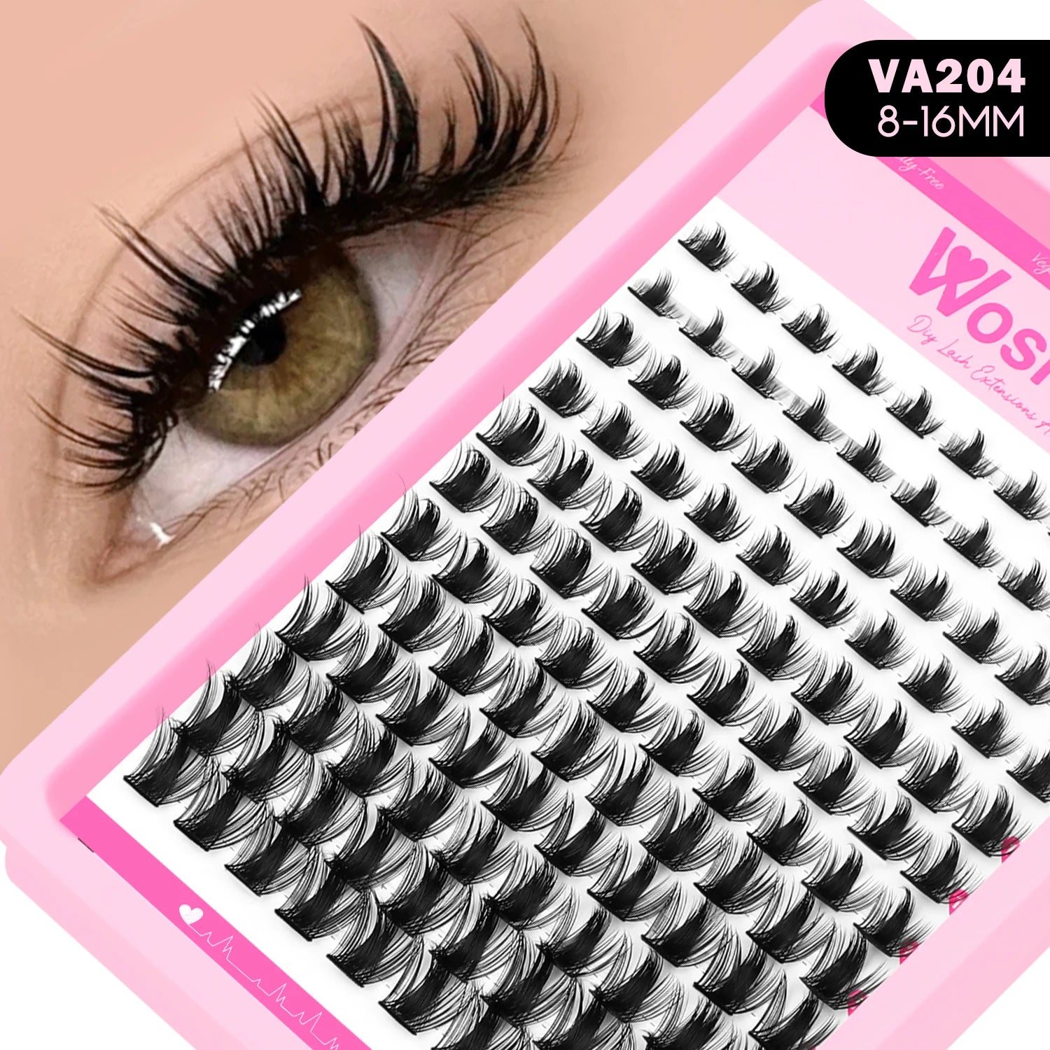 WOSHEER Lash Clusters With Spikes DIY Eyelash Clusters D Curl Spiky Full Cluster Eyelash Extensions Individual Lashes Cluster