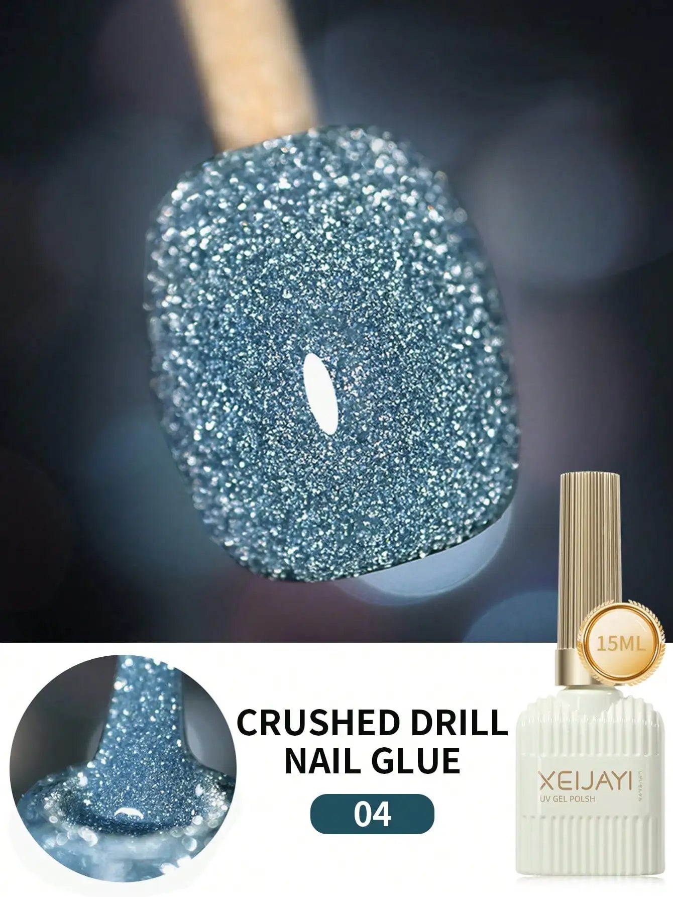 15ml 12Colors Reflective Disco Diamonds Gel Nail Polish With the Holographic Glitter Diamond Collection Gel Nail Polish