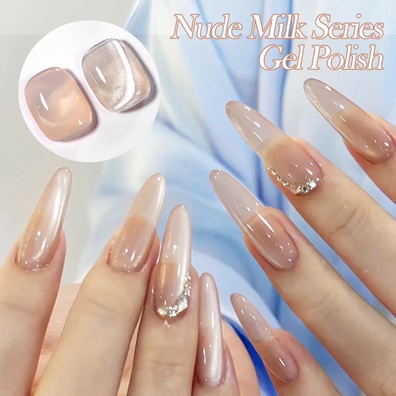 BORN PRETTY Water Light Cat Magnetic Gel Nail Polish Nude Milk White Jelly Color Semi Permanent Soak Off UV LED Gel Varnish DIY