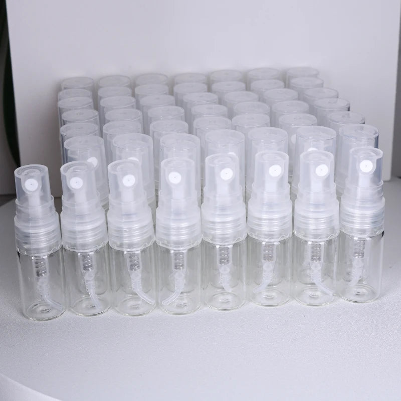 Hot sale 50/piece 2ml transparent glass perfume bottle disposable trial bottle mini travel portable cologne perfume bottle