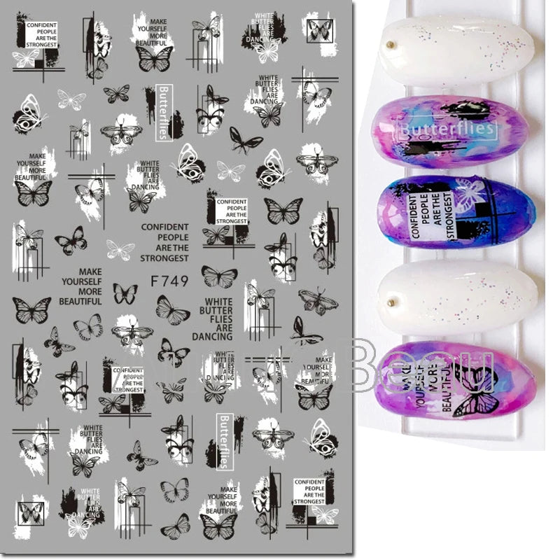 3d Nail Art Decals Geometric Lines Coconut Tree Palms Leaves Flowers Adhesive Sliders Nail Stickers Decorated Manicure