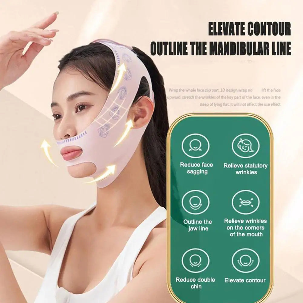 2Packs V Line Face Lifting Straps -Upgraded Mask Shaper for Jawline, V Shaped Slimming Face Strap, Reusable Face Chin Lift Strap