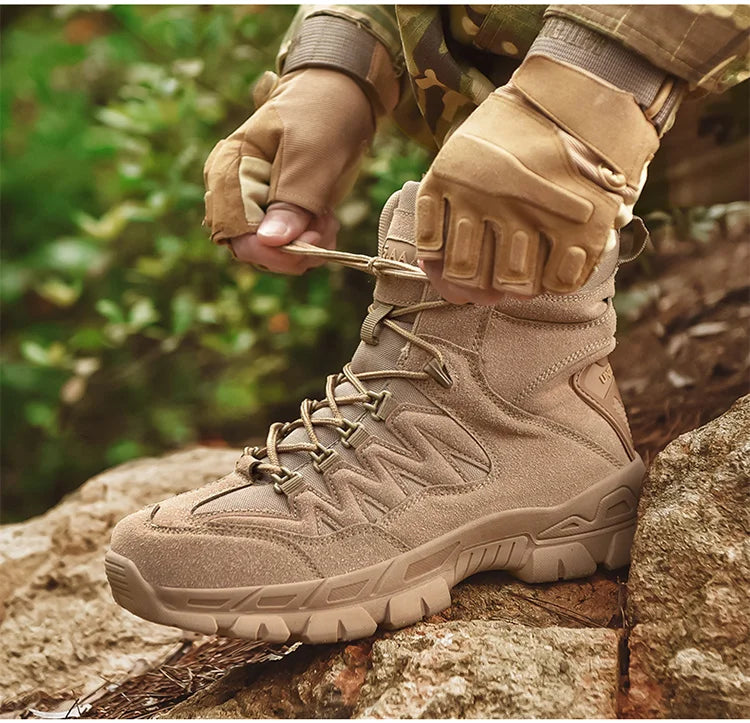 Autumn and Winter New Large High Top Training Boots Outdoor Mountaineering and Hiking Boots Anti slip Wear Resistant Work Shoes