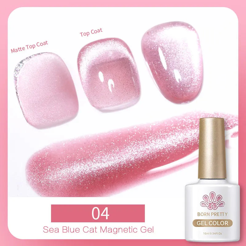 BORN PRETTY Water Light Cat Magnetic Gel Nail Polish Nude Milk White Jelly Color Semi Permanent Soak Off UV LED Gel Varnish DIY