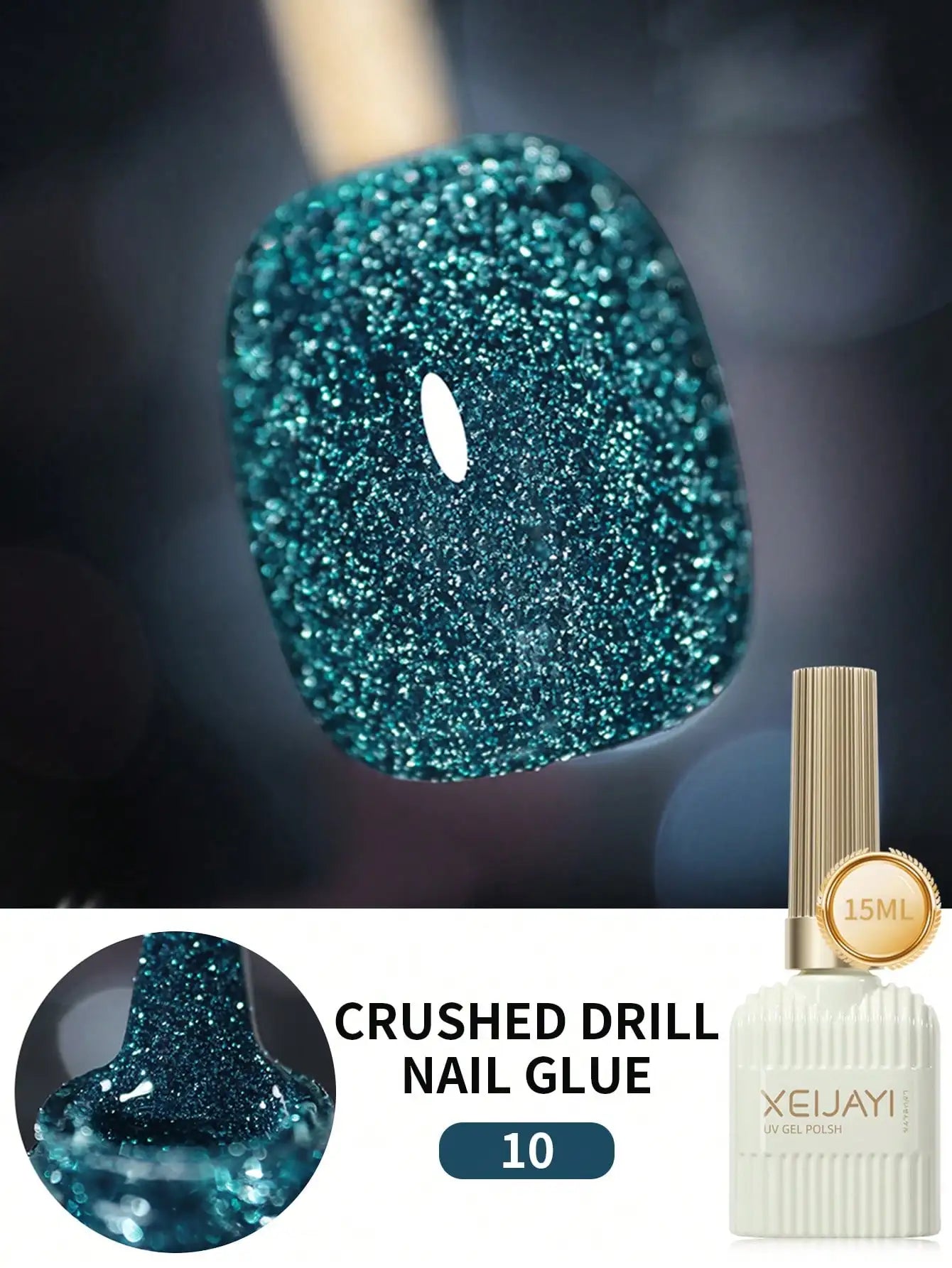 15ml 12Colors Reflective Disco Diamonds Gel Nail Polish With the Holographic Glitter Diamond Collection Gel Nail Polish