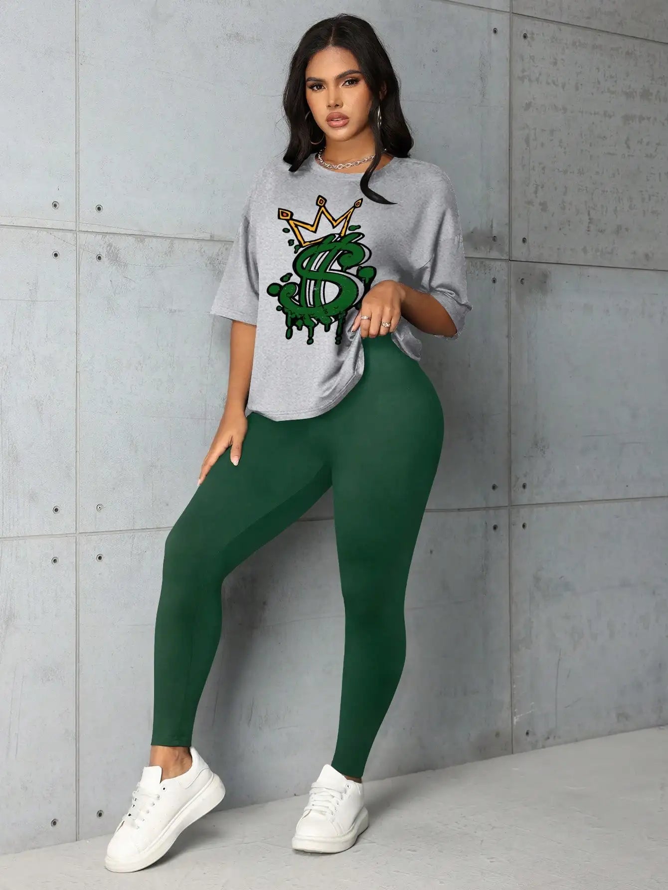Crown Letter Print Pants Set Y2K Summer Round Neck Graphic Short Sleeve T-shirt & Skinny Pants Suit 2 Piece Sets Women Outfit