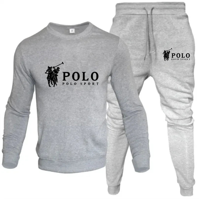 2025 Spring and autumn leisure fitness jogging fashion suit men's and women's crewneck long-sleeved pullover + pants 2 sets