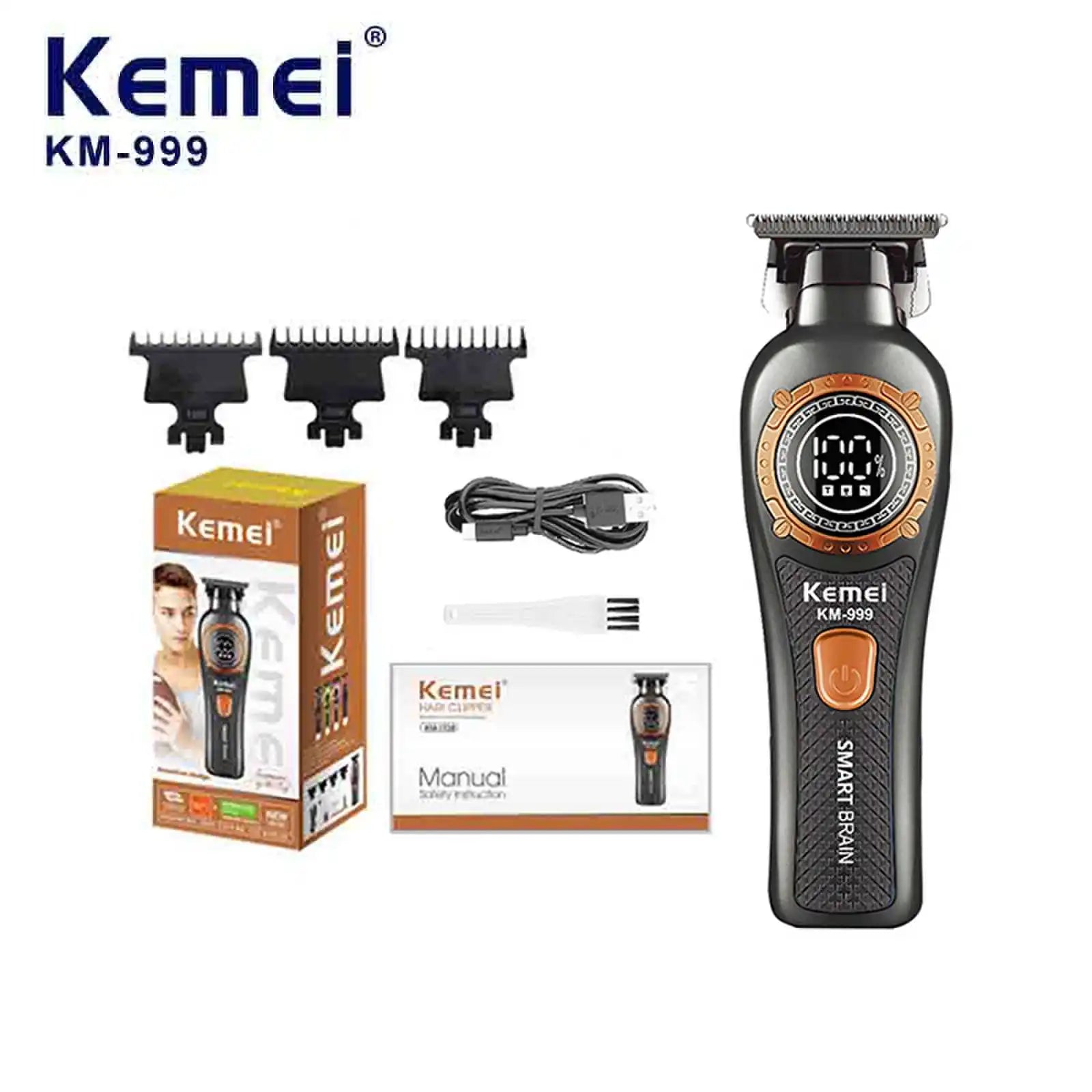 Kemei KM999 Electric HairCut Machine Digital Display Hair Clipper Professional Cordless Precision Adjustment Trimmer Shaver Hair