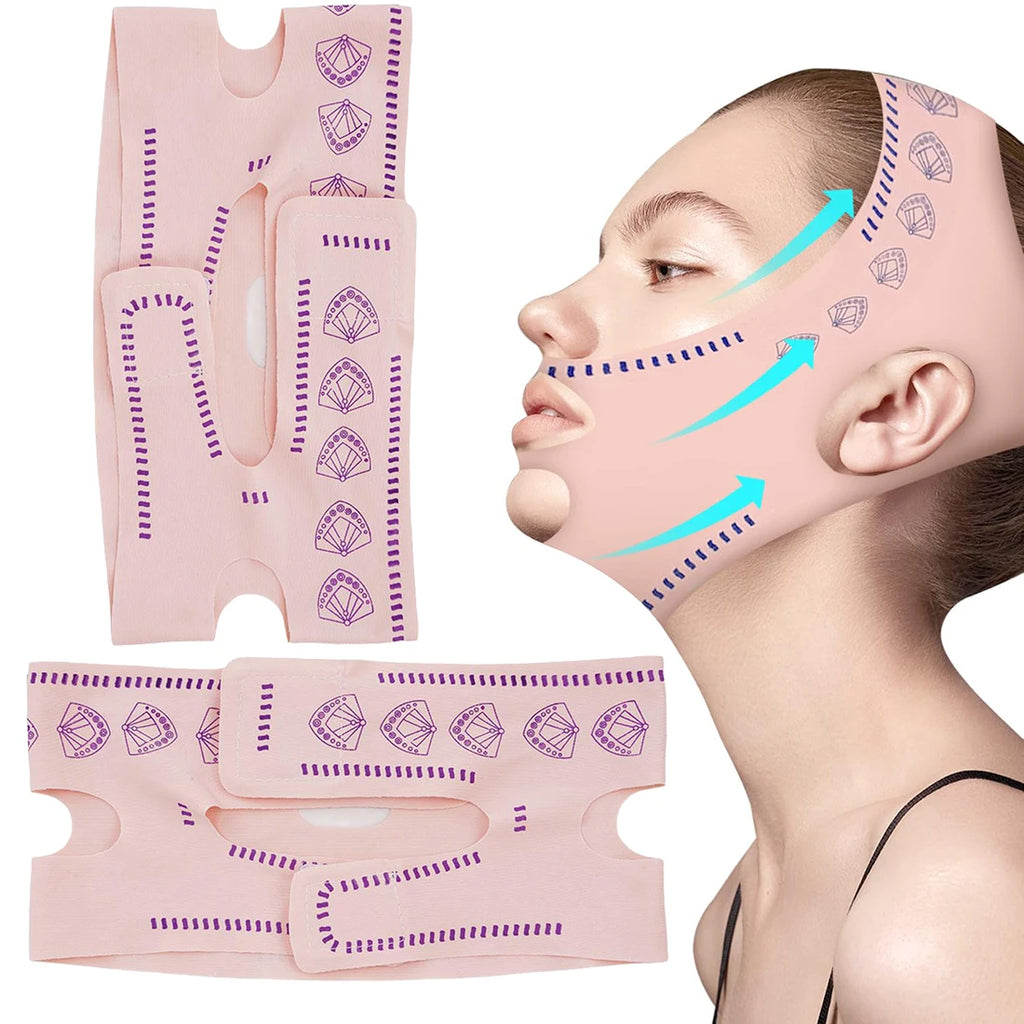 2Packs V Line Face Lifting Straps -Upgraded Mask Shaper for Jawline, V Shaped Slimming Face Strap, Reusable Face Chin Lift Strap