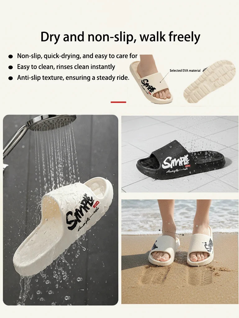 Four-Season Men's Fashion Slippers, Waterproof Non-Slip Casual Soft Perforated Bathroom Slippers, Suitable for Bathroom, Swimming, Indoor Use