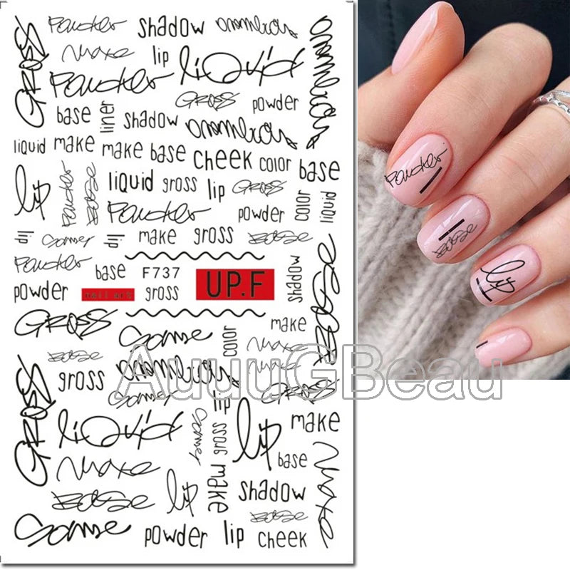 3d Nail Art Decals Geometric Lines Coconut Tree Palms Leaves Flowers Adhesive Sliders Nail Stickers Decorated Manicure