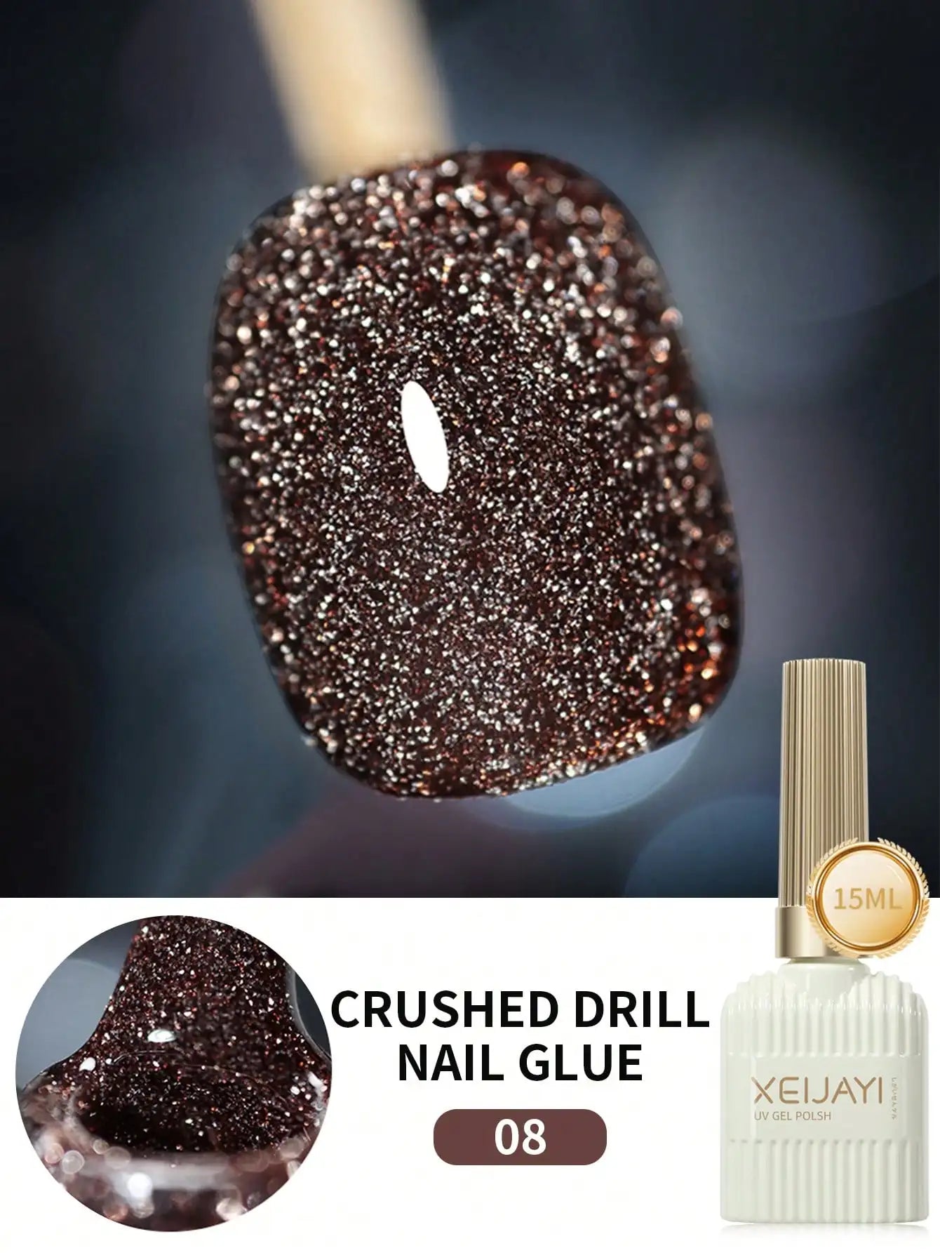 15ml 12Colors Reflective Disco Diamonds Gel Nail Polish With the Holographic Glitter Diamond Collection Gel Nail Polish