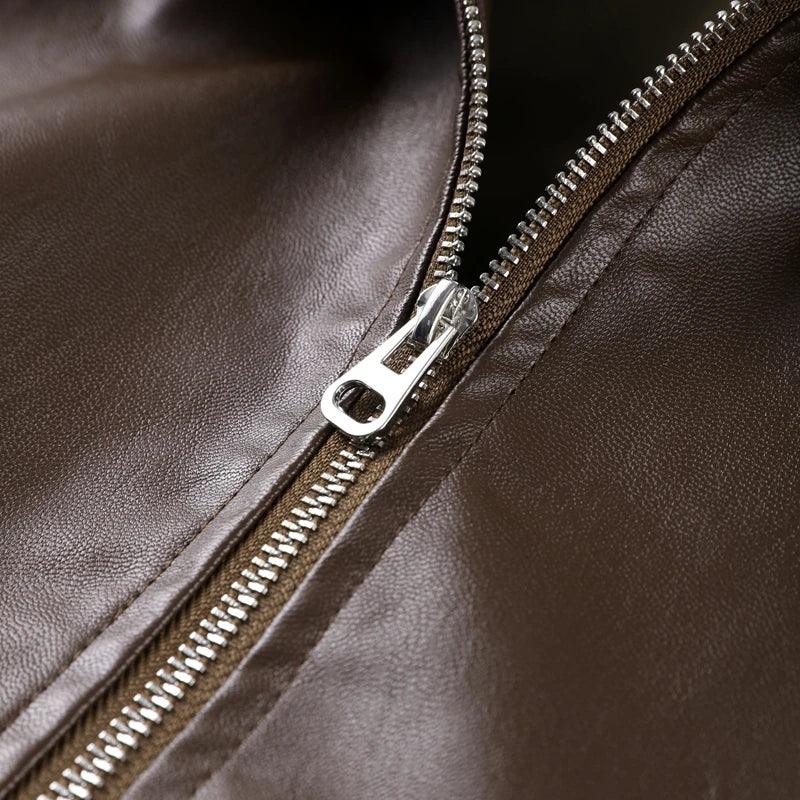 Chaqueta Bomber de Cuero PU Estilo Vintage
