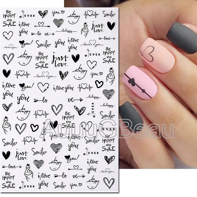 3d Nail Art Decals Geometric Lines Coconut Tree Palms Leaves Flowers Adhesive Sliders Nail Stickers Decorated Manicure