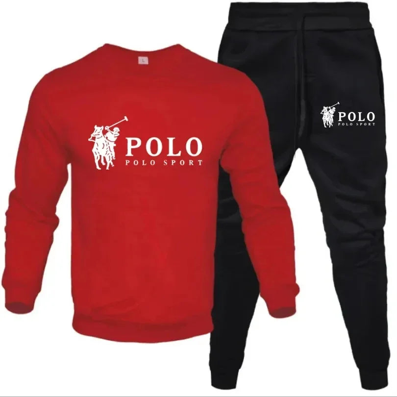 2025 Spring and autumn leisure fitness jogging fashion suit men's and women's crewneck long-sleeved pullover + pants 2 sets