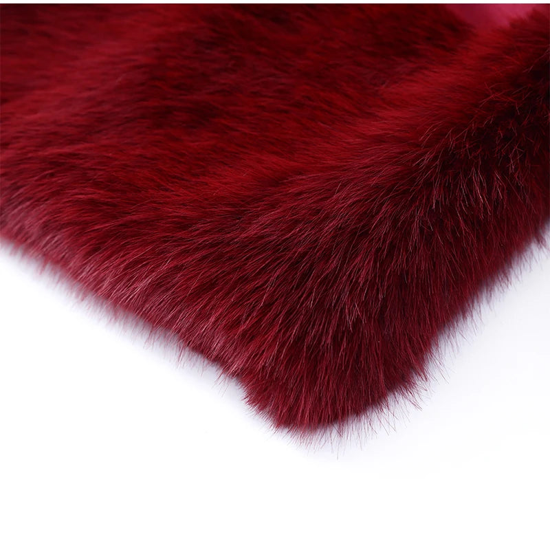 Faux Fur Patchwork Strapless Dress Women Sexy Off-shoulder Full Sleeve Cinched-waist Slim Gowns Lady Chic Evening Party Dresses