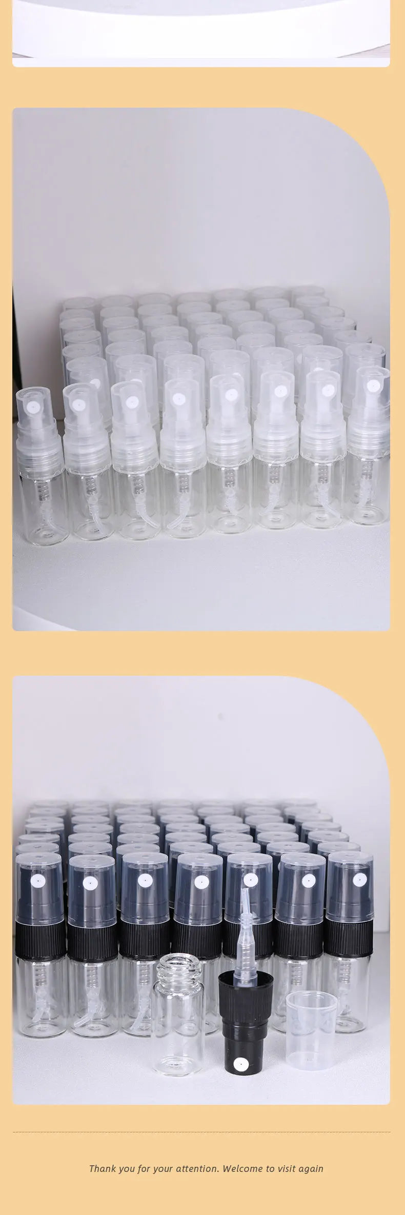 Hot sale 50/piece 2ml transparent glass perfume bottle disposable trial bottle mini travel portable cologne perfume bottle