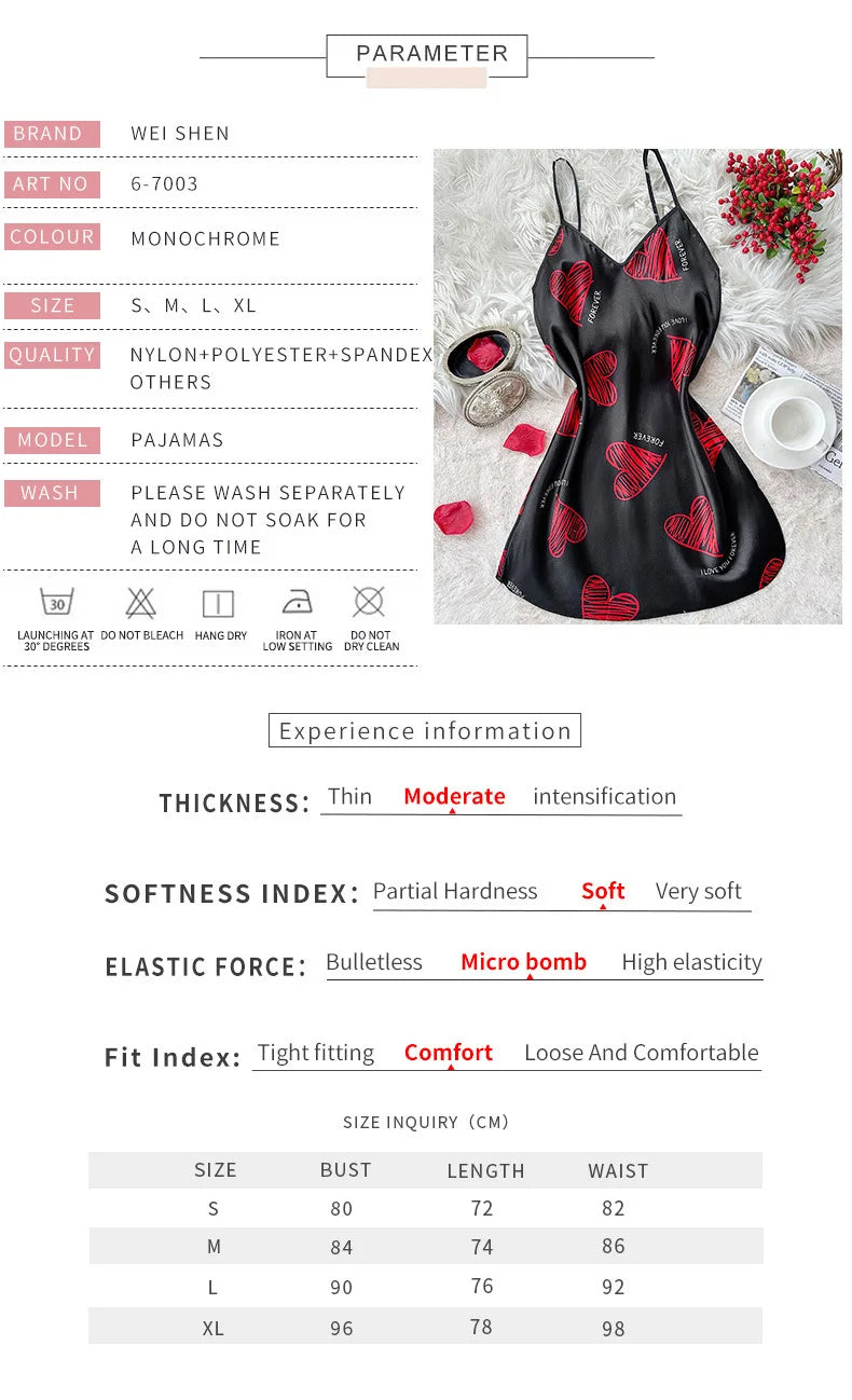 Print Satin Slip Nightdress V Neck Backless Mini Sleep Dress Women Sleepwear Dresses Nightgown Cosplay Sexy Pajama