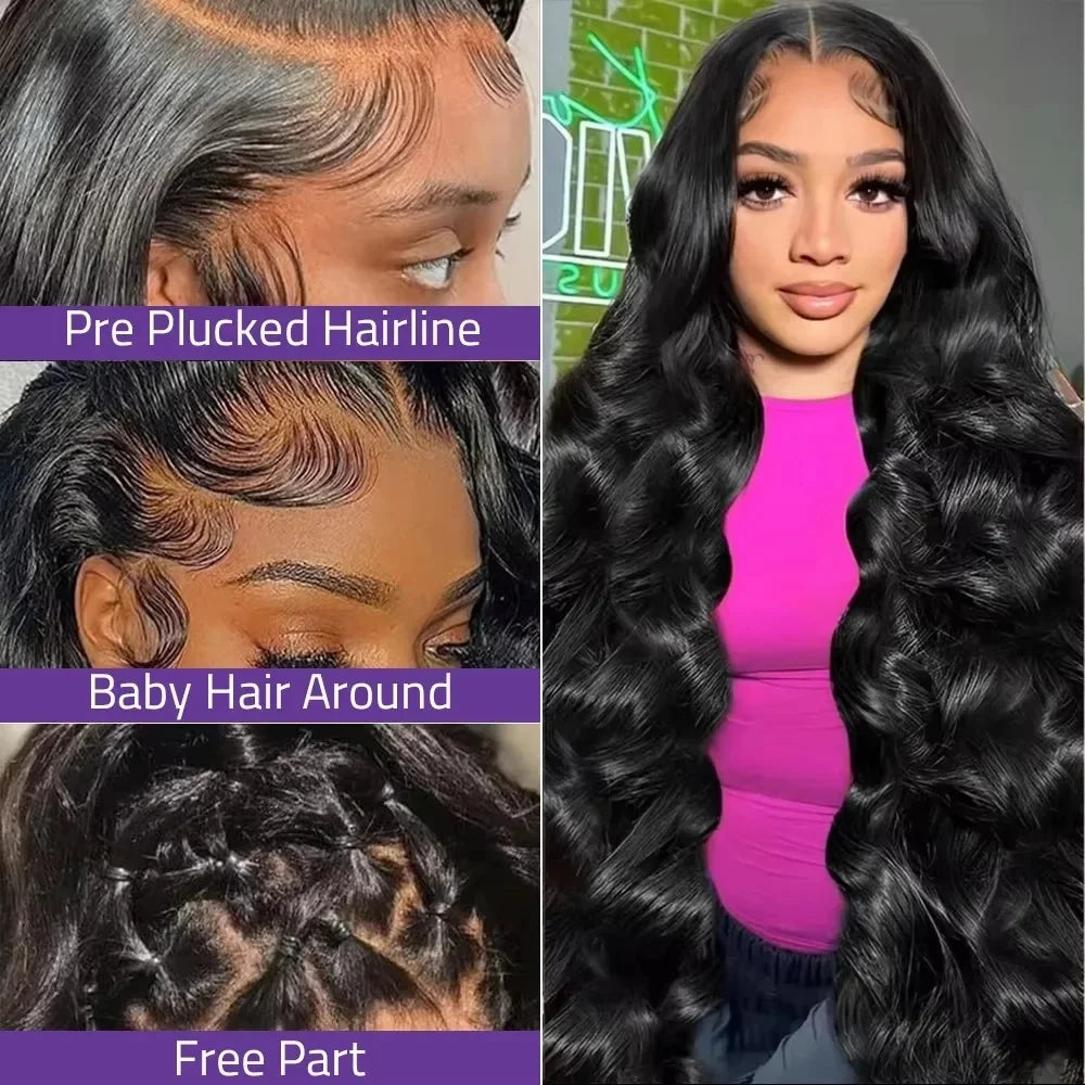 40 Inch Body Wave Human Hair Front Wig 13x6 13x4 Hd Lace Transparent Frontal wig Pre Plucked Brazilian Human Hair Wigs For Women