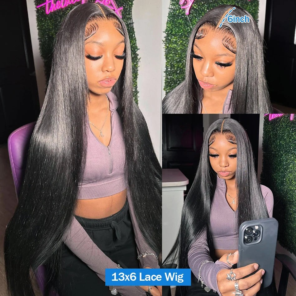 250 Density 40 Inch Bone Straight 13x4 13x6 360 Lace Front Wig Hd Transparent Lace Frontal Wig Human Hair Pre Plucked Lace Wigs