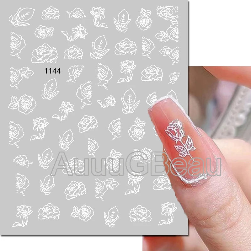 3d Nail Art Decals Geometric Lines Coconut Tree Palms Leaves Flowers Adhesive Sliders Nail Stickers Decorated Manicure