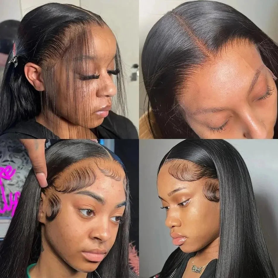 30 40 Inch Bone Straight 13x6 HD Lace Frontal Wigs Pre Plucked Brazilian Transparent Lace Front Human Hair For Women 200 Density