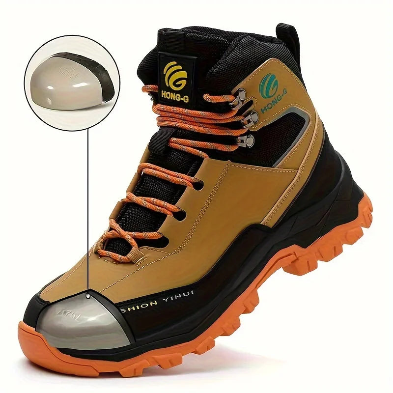Rotary Buckle Men Work Boots Safety Steel Toe Safety Shoes Indestructible Shoes Anti-smash Puncture-Proof Work Shoes 38-47